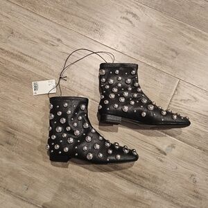 H&M Black Studded Ankle Boots SIZE 9